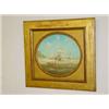 Image 1 : ROUND OIL ON BOARD TITLED SHIPPING ON THE HUDSON SIGNED FREDERICK TORDOFF (11 1/2" X 12 1/2")
