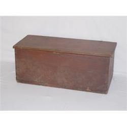19TH CENT. DOVETAILED SEA CHEST W/ OLD RED PAINT