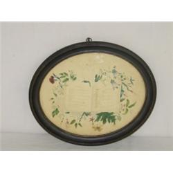 EARLY FRAMED SCHOOL GIRL WATERCOLOR - HEMAN'S POEMS