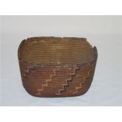 9 1/2" NORTHWEST COAST AMERICAN INDIAN BASKET W/ STEPPED DECORATION (POSSIBLY SALISH)