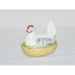SM. 3 3/4" STAFFORDSHIRE HEN ON NEST