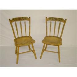 PR. MUSTARD PAINTED & STENCILED ARROW BACK WINDSORS