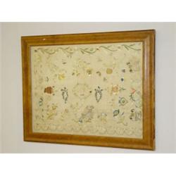 FRAMED 19TH CENT. NEEDLEWORK SIGNED L.V. 1835