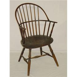 NEW ENGLAND SACKBACK WINDSOR ARM CHAIR W/ OLD FINISH