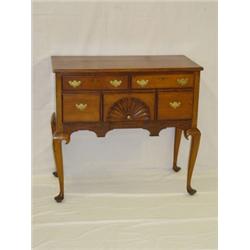 CT CHERRY LOWBOY W/ CENTRAL SHELL CARVED LOWER DRAWER (CONVERTED HIGHBOY BASE)