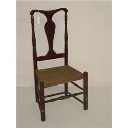COUNTRY QUEEN ANNE YOKE BACK CHAIR W/ SPLINT SEAT