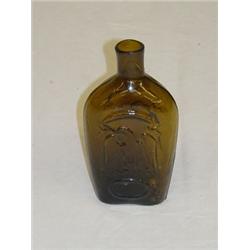 6 1/8" DOUBLE EAGLE 1/2 PINT FLASK - AMBER GII-86