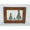 Image 1 : FRAMED WATERCOLOR SILHOUETTE OF 2 YOUNG GIRLS W/ CAT