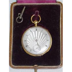 EARLY 18K GOLD FRENCH 1/4 HOUR REPEATER POCKETWACH W/ SILVER FACE (ACCOMPANIED W/ PROVENANCE)
