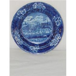 6 3/4" BLUE STAFFORDSHIRE PLATE - LANDING OF LAFAYETTE