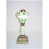 Image 1 : 14" WHITE CUT TO GREEN OVERLAY LAMP