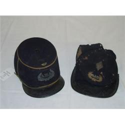 (2) 19TH CENT. MILITARY CAPS - (1) W/ MILITARY ACADEMY INSIGNIA, (1) CIVIL WAR KEPI W/ GAR PATCH W/ 