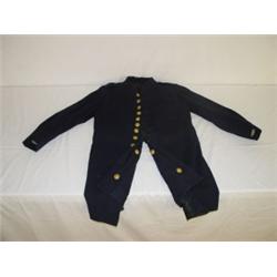 LATE 19TH CENT. DARK BLUE OFFICER'S FROCK COAT W/ BRASS BUTTONS (POSSBILY INDIAN WAR)