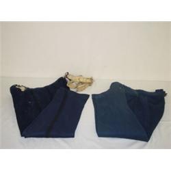 (2) PR. LATE 19TH CENT. DARK BLUE WOOL MILITARY PANTS (1 W/ BLACK PIPING)