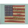 Image 1 : FRAMED 20TH CENT. 30 STAR FLAG-PENNANT W/ LINCOLN & HAMLIN PAINTED ON FLAG (9 3/4" X 11 1/2" ALTERED