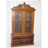 Image 1 : 3 PC. VICTORIAN WALNUT 2 DOOR GLASS FRONT BOOKCASE W/ OPEN LOWER SHELF