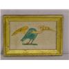 Image 1 : FOLKY WATERCOLOR EAGLE ON PAPER IN A LEMON GOLD FRAME (4 1/2" X 7 1/2")