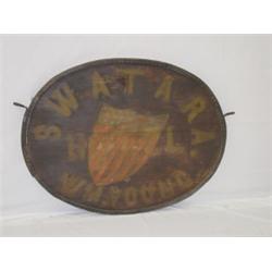 19TH PA TAVERN TRADE SIGN "SWATARA HOTEL" WM YOUNG W/ AMERICAN STARS & STRIPES SHIELD - LANCASTER CO