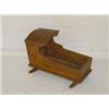 Image 1 : 19TH CENT. GRAIN PAINTED DOLLS CRADLE W/ LABEL ON BOTTOM MADE BY AUGUSTA WELLS