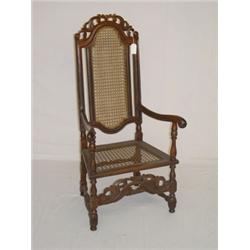 CARVED CROMWELLIAN CHAIR W/ CANED SEAT