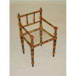 19TH CENT. PAINTED CHILDS STICK & BALL ARM CHAIR