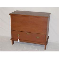 18TH CENT. PINE LIFT TOP 1 DRAWER BLANKET CHEST W/ RED WASH