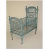Image 1 : VICTORIAN WICKER CRIB WITH HEYWOOD BROTHERS LABEL IN OLD BLUE PAINT