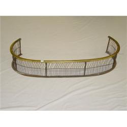 19TH CENT. BRASS & WIRE FIRE FENDER (6.25"H X 34.5"L)