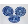 Image 1 : SET (4) 9 3/4" DARK BLUE STAFFORDSHIRE PLATES - PICTURESQUE SCENERY BY R. HALLS - LLANARTH COURT MON
