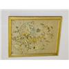 Image 1 : EARLY NEEDLEWORK ON SILK OF CORNUCOPIA IN LEMON GOLD FRAME (11 1/2" X 9 1/2")