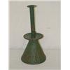 Image 1 : TIN PUSHUP CANDLESTICK W/ WEIGHTED BASE IN OLD GREEN PAINT