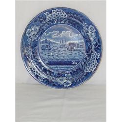 7 3/4" BLUE STAFFORDSHIRE - LANDING OF LAFAYETTE