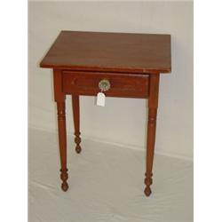 NEW ENGLAND SHERATON 1 DRAWER STAND W/ OLDER RED PAINT