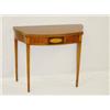 Image 1 : NEW ENGLAND HEPPLEWHITE MAHOGANY FLIP TOP CARD TABLE W/ LINE INLAY & BIRDSEYE MAPLE CENTRAL MEDALLIO