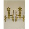 Image 1 : PR. EARLY PAGODA STYLE BRASS ANDIRONS SIGNED J. GRIFFTHS & MORGANS