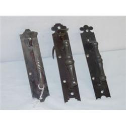 LOT (3) EARLY IRON DOOR LATCHES