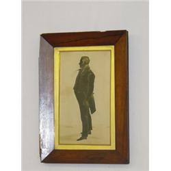 19TH CENT. WATERCOLOR SILHOUETTE OF GENTLEMAN IN LONG COAT
