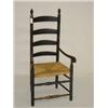 Image 1 : 18TH CENT. PAINTED LADDERBACK ARM CHAIR W/ BLACK PAINT