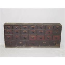19TH CENT. PINE 26 DRAWER APOTHECARY CHEST W/ OLD FINISH