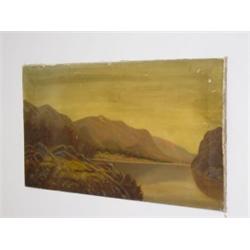 OIL ON CANVAS HUDSON RIVER LANDSCAPE, UNSIGNED (24" X 42")