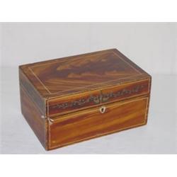 19TH CENT. NEW ENGLAND GRAIN PAINTED FLAT TOP DOCUMENT BOX W/ HAND PAINTED PORTRAIT INSIDE LID