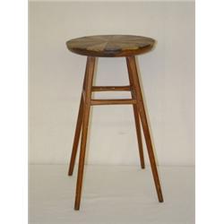 19TH CENT. FOLKY ROUND TOP STAND W/ PIE WEDGE TOP