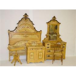 5 PC. PAINTED VICTORIAN PINE BEDROOM SET