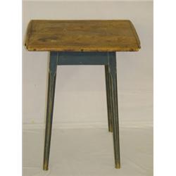 EARLY PINE TAVERN TABLE W/ PAINTED BASE & SCRUB TOP W/ BREADBOARD ENDS
