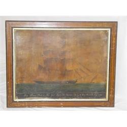 OIL ON CANVAS BRIG HENRY BUCK OF NEW YORK CAPT. D. WOODSIDE ENTERING THE PORT OF MARSEILLES JULY 2ND