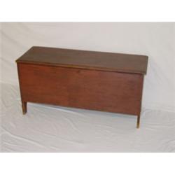 DIMINUITIVE 19TH CENT. PINE BLANKET BOX W/ RED WASH