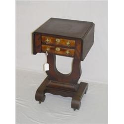 EMPIRE 2 DRAWER DROPLEAF STAND W/ LYRE TYPE BASE