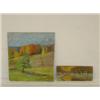 Image 1 : (2) OIL ON ARTIST BOARDS WOODLAND LANDSCAPES - SM. SIGNED WM. LAVALLEY (4 1/4" X 10 3/4"), LG. UNSIG