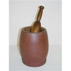 EARLY MORTAR & PESTLE W/ OLD RED WASH