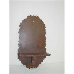 19TH CENT. PINE WALL SHELF W/ FANCY WORK TRIM